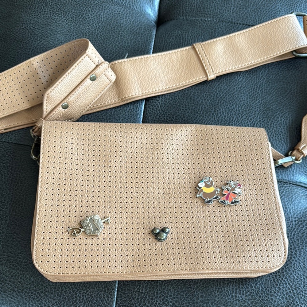 Disney Flair Tan Pin Trading Crossbody Bag